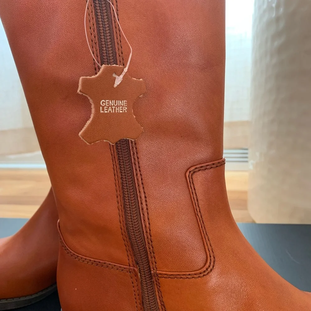 INC International Concepts, Fawne Cognac Knee-High Boots. Leather